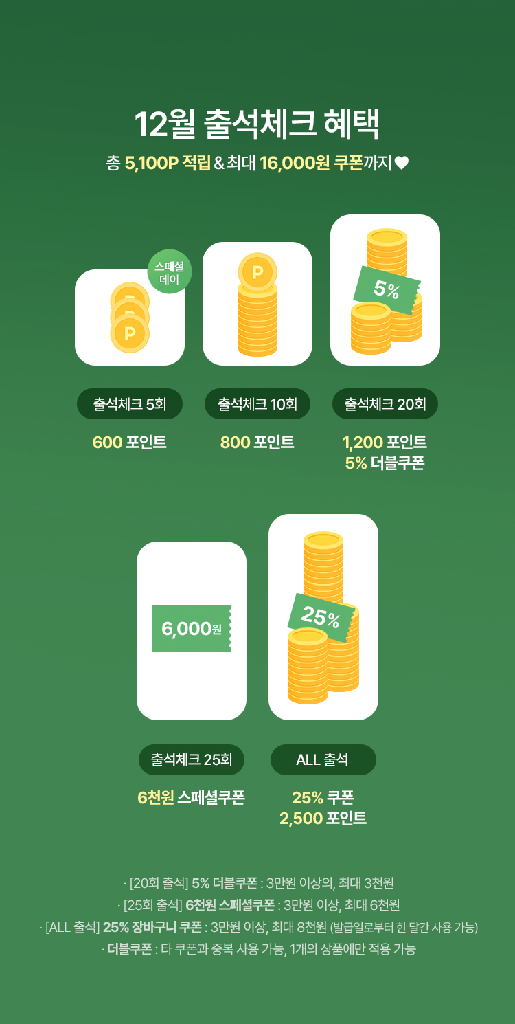 11월 출석체크 혜택 출석할수록 쌓이는 포인트&쿠폰 혜택!